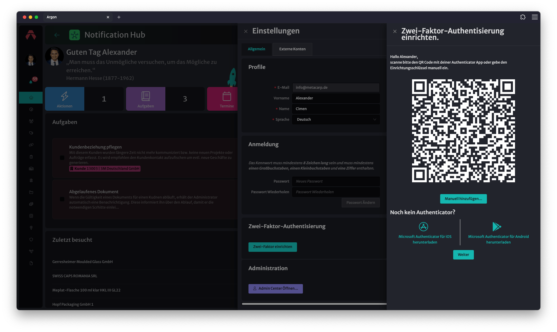 Screenshots des Einrichtungsprozesses für Benutzer einfügen