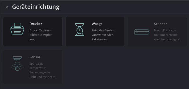 Geräteeinrichtung: Gerätetyp Waage auswählen