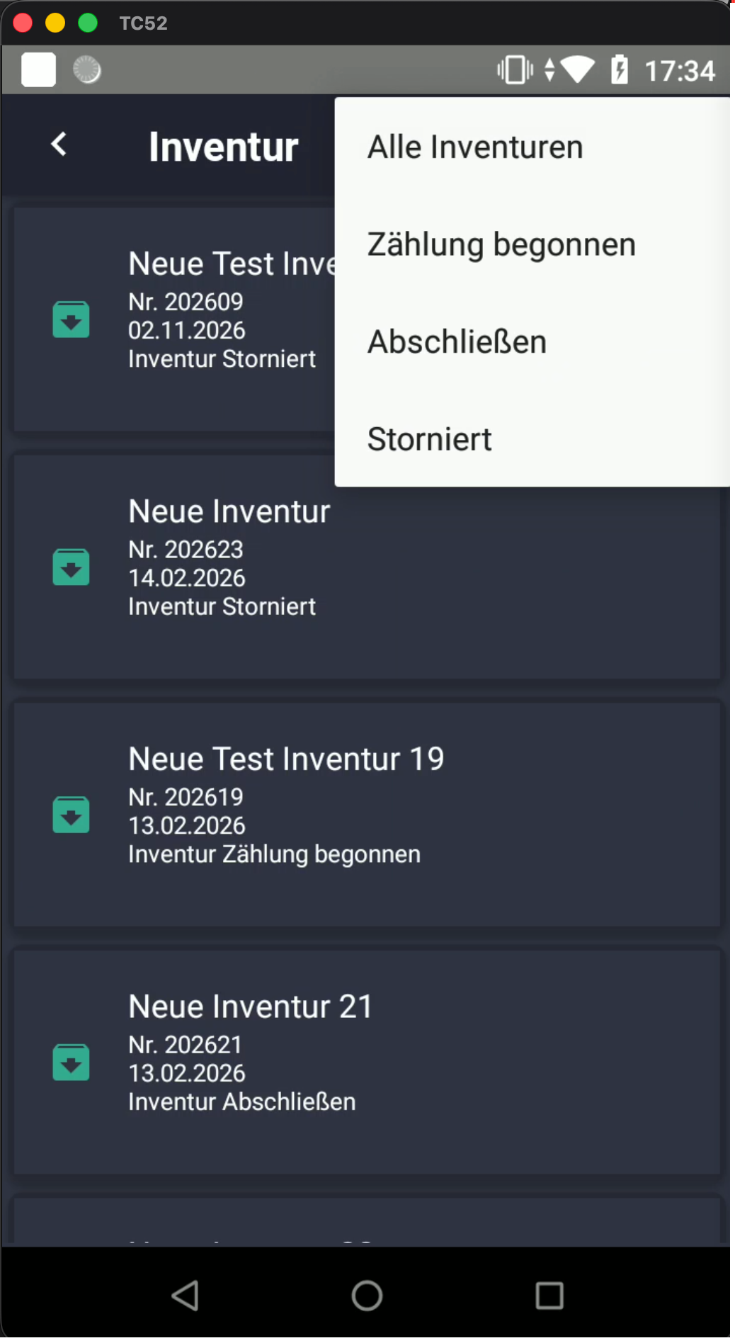 Inventurfilter nach Status