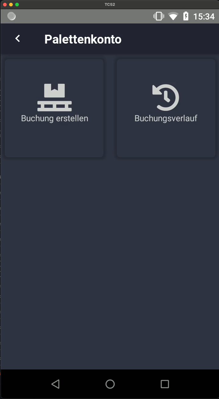 Screenshot: Palettenkonto Modulübersicht