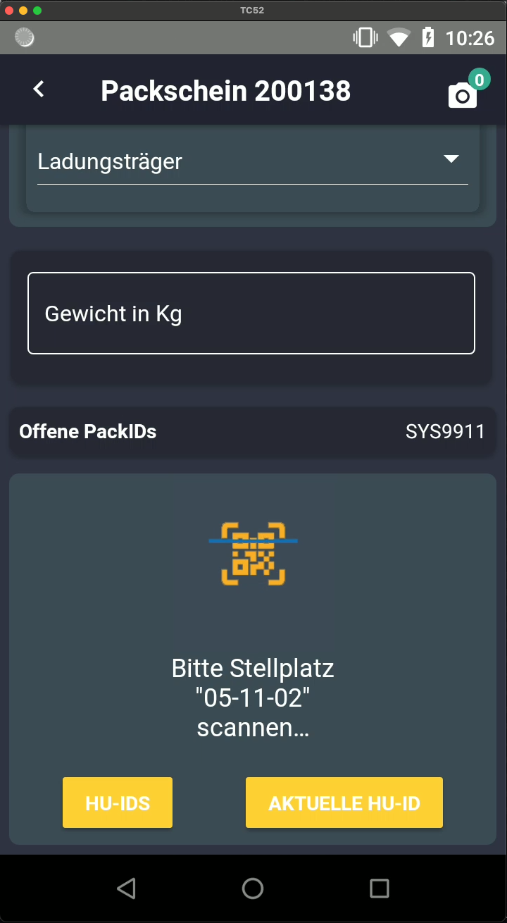 Pick by Pack Positionsbestätigung