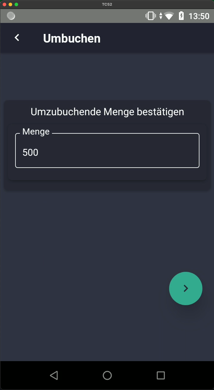 Screenshot: Umzubuchende Menge bestätigen