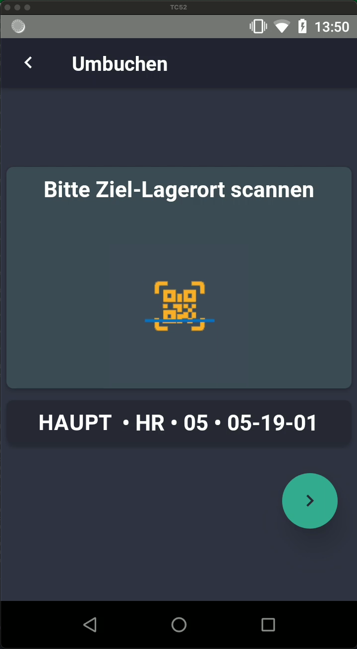 Screenshot: Ziel-Stellplatz HAUPT HR 05 bestätigt
