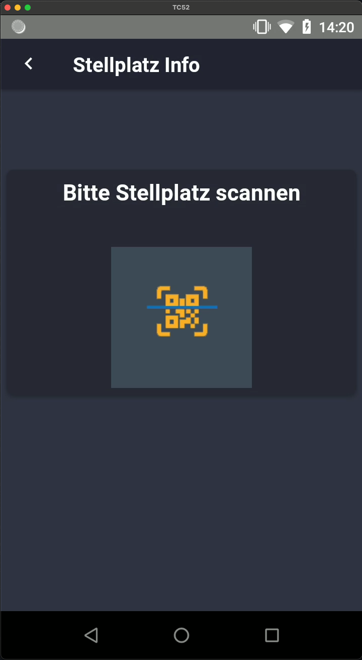 Screenshot: Bitte Stellplatz scannen