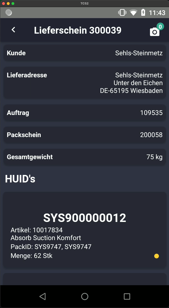 Verladung Lieferschein-Details